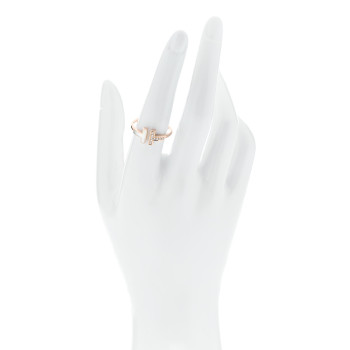 TIFFANY 18K Rose Gold Diamond Mother of Pearl T Wire Ring 56 7.75