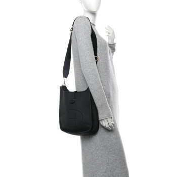 HERMES Taurillon Clemence EVELYNE III PM Black