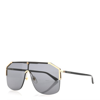 GUCCI Metal Rimless Square Sunglasses GG0291S Black Gold