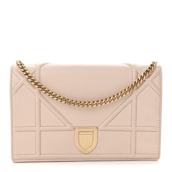 CHRISTIAN DIOR Grained Calfskin Diorama Wallet on Chain Pouch Rose Poudre