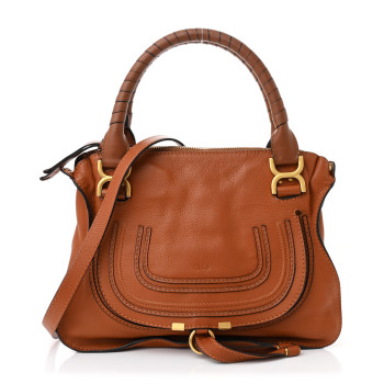 CHLOE Calfskin Medium Marcie Satchel Tan