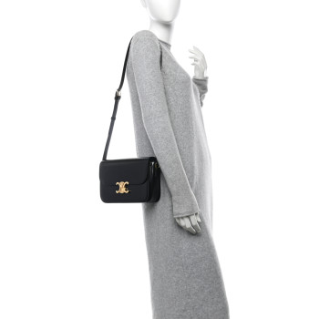 CELINE Shiny Calfskin Medium Triomphe Black