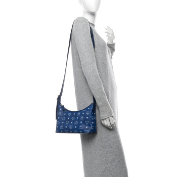 MCM Visetos Aren Hobo Crossbody Bag Blue