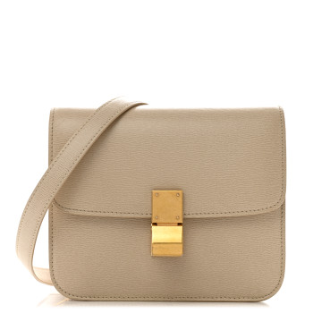 CELINE Liege Calfskin Small Classic Box Flap Bag Linen