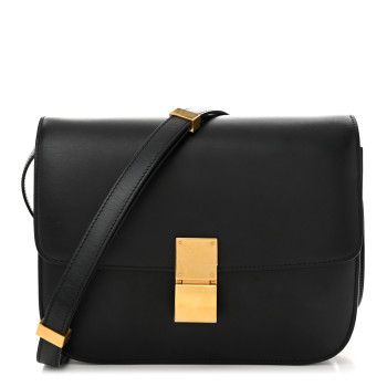 CELINE Box Calfskin Medium Classic Box Flap Bag Black