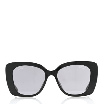CHANEL Acetate Strass Polarized Square Sunglasses 5422-B Black