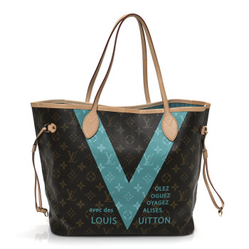 LOUIS VUITTON Monogram V Neverfull MM Turquoise