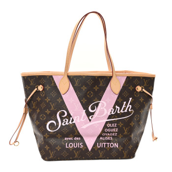 LOUIS VUITTON Monogram Saint Barth V Neverfull MM Rose Ballerine