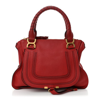 CHLOE Calfskin Medium Marcie Satchel Peony Red