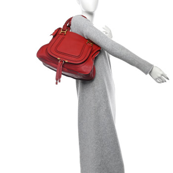CHLOE Calfskin Medium Marcie Satchel Peony Red