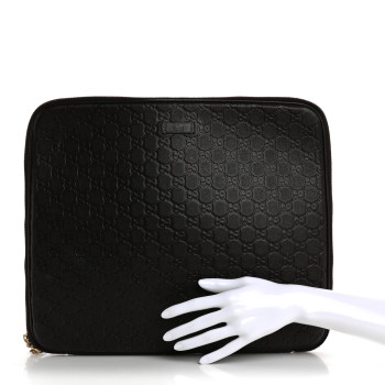 GUCCI Guccissima Zip Around Laptop Case Dark Brown
