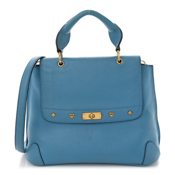 MCM Grained Calfskin First Lady Satchel Blue