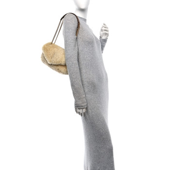 SAINT LAURENT Shearling Calypso Crossbody Crema Naturel Dark Cigar
