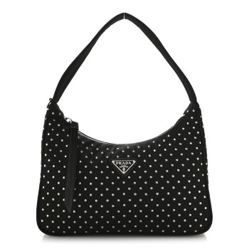 PRADA Tessuto Nylon Studded Mini Re-Edition Bag Black