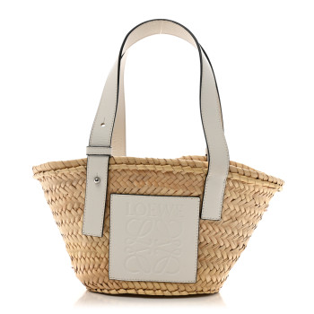 LOEWE Raffia Mini Basket Tote Bag Natural White