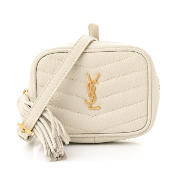 SAINT LAURENT Grain De Poudre Matelasse Monogram Baby Lou Camera Bag Crema Soft