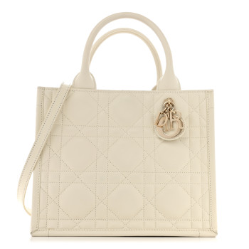 CHRISTIAN DIOR Calfskin Macro Cannage Small Book Tote Latte