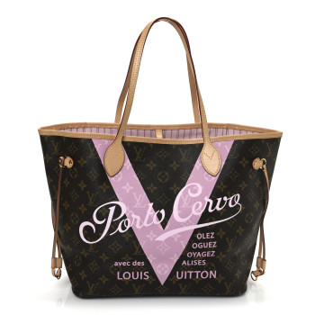 LOUIS VUITTON Monogram Porto Cervo V Neverfull MM Rose Ballerine