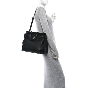VALENTINO GARAVANI Pebbled Calfskin Large JoyLock Satchel Black