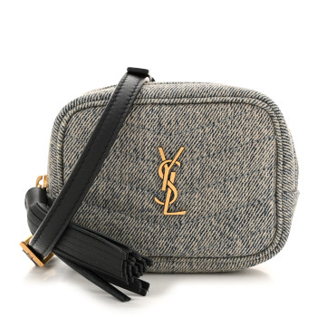 SAINT LAURENT Denim Matelasse Monogram Lou Belt Bag Washed Blue