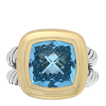 DAVID YURMAN Sterling Silver 18K Yellow Gold Blue Topaz 11mm Albion Ring 54 7