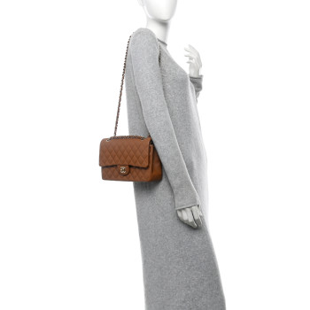 CHANEL Lambskin Quilted Medium Double Flap Brown