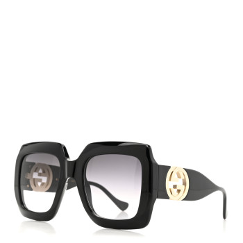 GUCCI Acetate Square Frame Chain Sunglasses GG1022S Black