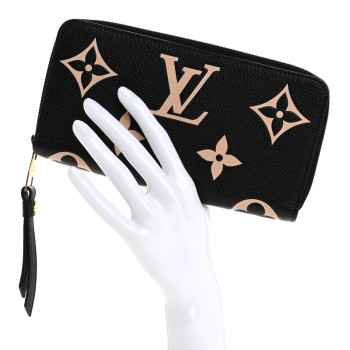 LOUIS VUITTON Empreinte Monogram Giant Zippy Wallet Black Beige