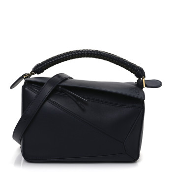 LOEWE Calfskin Small Woven Puzzle Bag Dark Ink Dark Khaki
