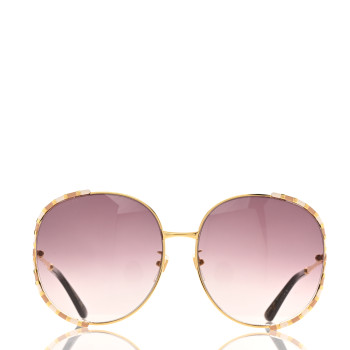 GUCCI Metal Round Frame GG0595S Sunglasses Gold Brown