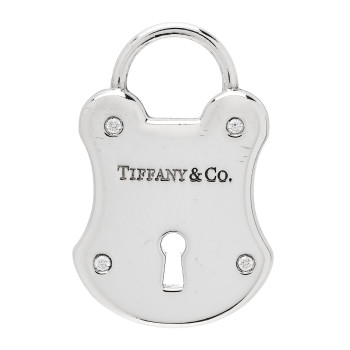 TIFFANY Sterling Silver Diamond Emblem Lock Pendant