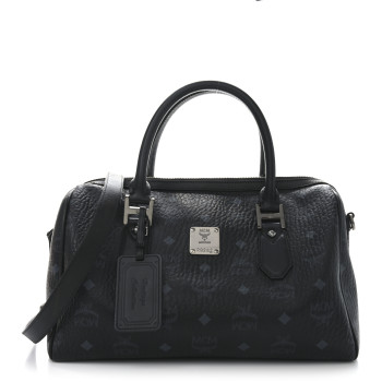 MCM Visetos Heritage Medium Boston Bag Black