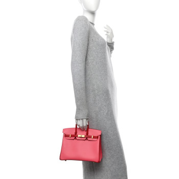 HERMES Epsom Horseshoe Birkin 25 Rose Azalee Rouge Casaque