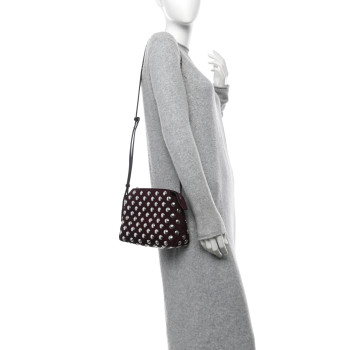KHAITE Suede Studded Lina Crossbody Bag Rouge Noir