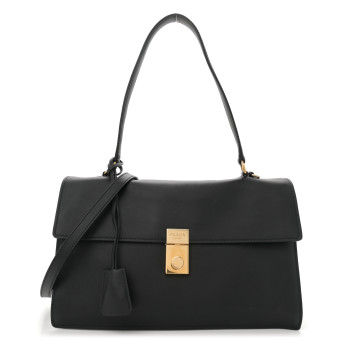 PRADA Calfskin Medium Soft Sound Shoulder Bag Black