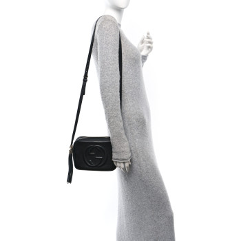 GUCCI Pebbled Calfskin Small Soho Disco Bag Black