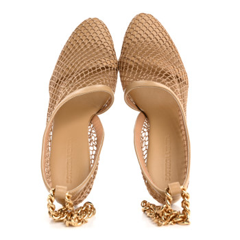 BOTTEGA VENETA Mesh Nappa Chunky Chain Sandals 36 Beige Pony