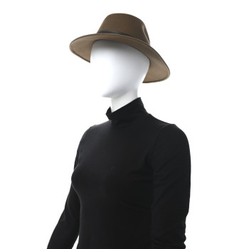 HERMES Felt Calfskin Fedora Hat 57 Brown