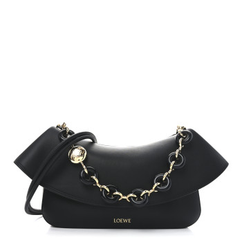LOEWE Smooth Calfskin Donut Chain Medium Ola Shoulder Bag Black
