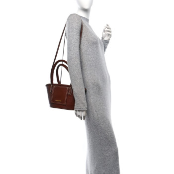 JACQUEMUS Weave Embossed Calfskin Le Petit Panier Soli Cuir