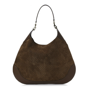 GUCCI Micro GG Suede B Maxi Shoulder Bag Brown