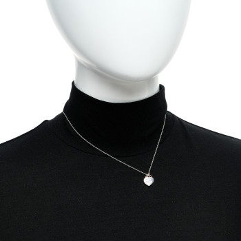 TIFFANY Sterling Silver Rubedo Mini Return To Tiffany Double Heart Tag Pendant Necklace