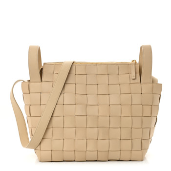 BOTTEGA VENETA Lambskin Maxi Intrecciato Bowling Cassette Shoulder Bag Porridge