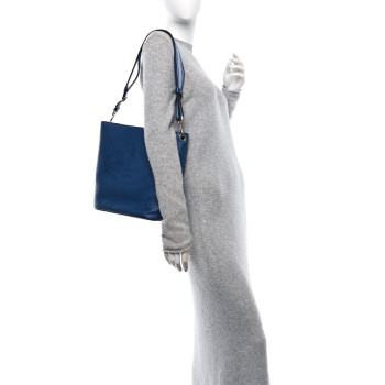 PRADA Vitello Phenix Logo Hobo Bluette