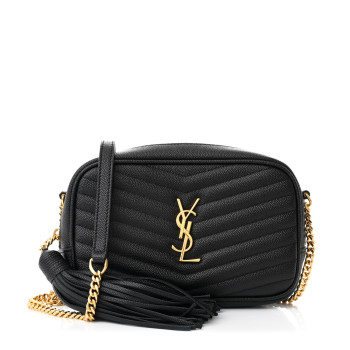 SAINT LAURENT Grain De Poudre Matelasse Monogram Mini Lou Camera Bag Black