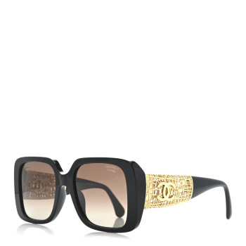 CHANEL Acetate Metal Polarized Square Sunglasses 5532-A Black