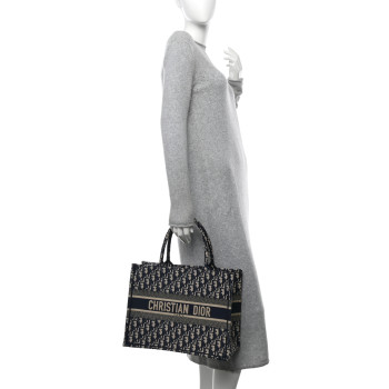 CHRISTIAN DIOR Oblique Medium Book Tote Blue Multicolor
