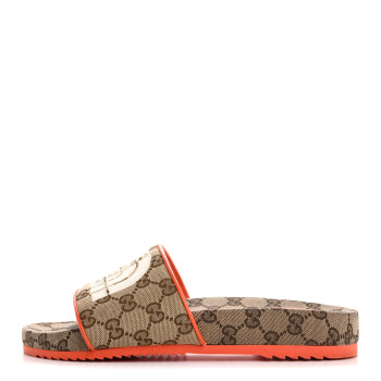 GUCCI x NORTH FACE Canvas GG Monogram Womens Slide Sandals 40 Beige Mystic White Deep Orange
