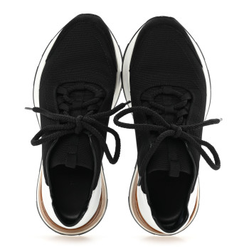 HERMES Technical Canvas Womens Miles Sneakers 35.5 Black White