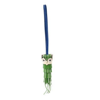 HERMES Milo Lambskin Epsom Chouette Bag Charm Vert Yucca Vert Cricket Bleu France Nata